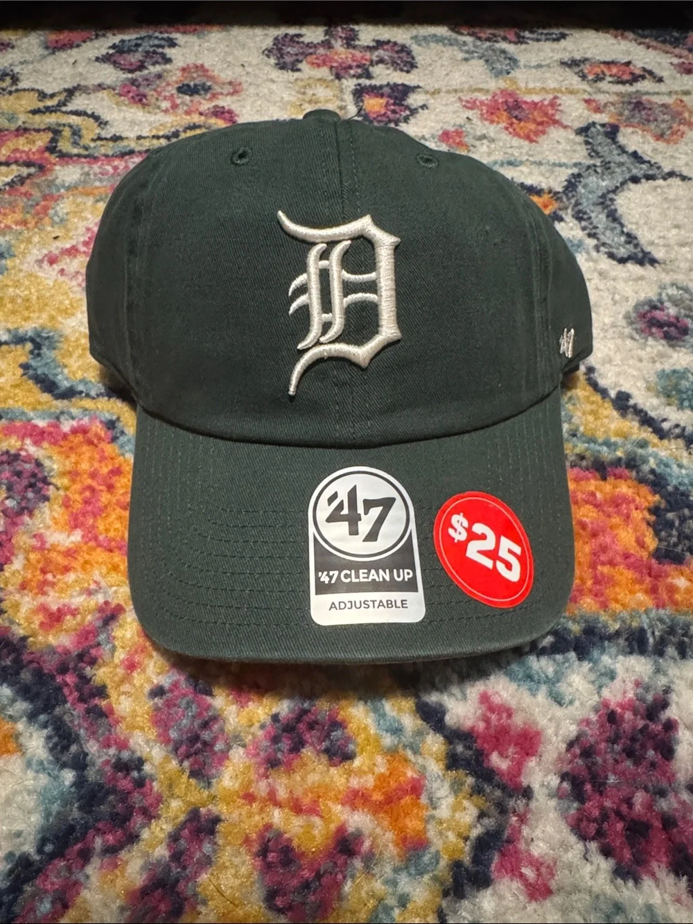 47 Clean Up Detroit Tigers Hat in Dark Green with White Logo